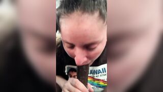 Almost gets caught sucking off cock inside outdoors