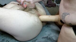 Anal fisting and pegging with big sex toy