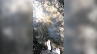 hiking barefoot inside the mud, getting very kinky toes, toes bdsm only !