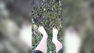 hiking barefoot inside the mud, getting very kinky toes, toes bdsm only !