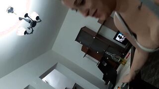 She blows her while she talks to her BF on
