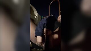 Poor homeless bimbos let a huge penis baller banged her to make a phone call at the park