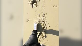 barefoot on the beach-bondage film-foot only showing
