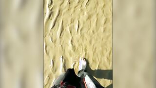 barefoot on the beach-bondage film-foot only showing
