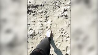 barefoot on the beach-bondage film-foot only showing