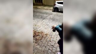 Nasty cunt with mouth pee inside outdoor