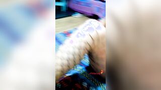 Dad's friend fucks me rough inside doggy style and ejaculates on my booty and butthole with fishnets and red dress