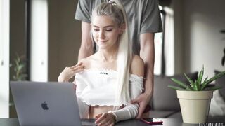 I get creampied into my tight young vagina during a zoom class - Eva Elfie