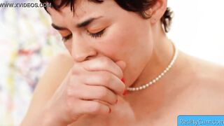 Turned On natural big titted short hair cougar Olive Glass got her