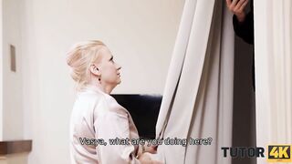 TUTOR4K. Perv sneaks inside math teachers apartment and they have