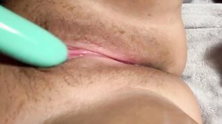 Having Fun with my long titties and tight unshaved cunt