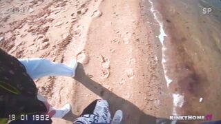Walking my sub public into very tiny a penis cage!