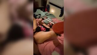 Tied and gagged college girl fucks for grades