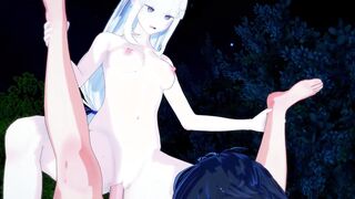 EMILIA AMAZON WITH SUBARU KUN CARTOON RE:ZERO