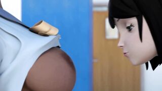 Interracial Lesbians College Sex Break - 3D Hentai