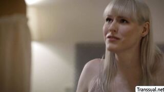 Beautiful blonde banged by TS bestfriend
