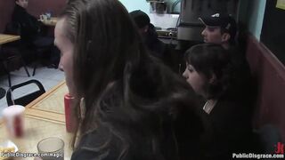 Sub group banged into outdoor diner