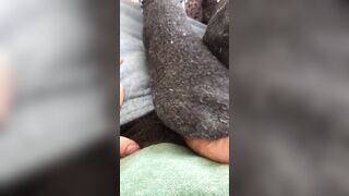 Laid back sockjob with long cummed