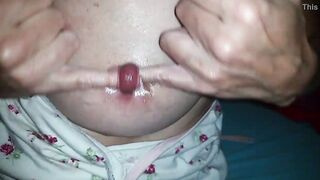 nippleringlover crazy mom fingers intense spread nipple piercing 2 finger bang