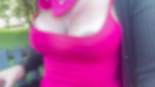 Take a walk with braless Artemisia Love and some breasts flashing at the park