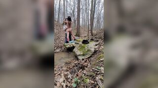 sexy cougar blowing dick on a hike