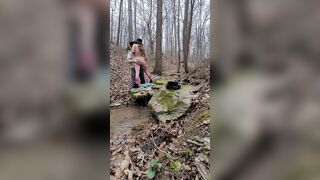 sexy cougar blowing dick on a hike