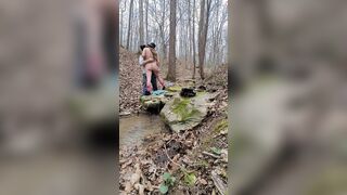 sexy cougar blowing dick on a hike