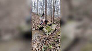 sexy cougar blowing dick on a hike