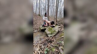 sexy cougar blowing dick on a hike