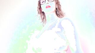 Bondage Girlfriend Dom Eva Rubber solo Cougar heels fake-cock Bondage Kink White dress glasses Female Domination