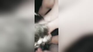 Taking bwc while daddy face fucks me condom kept coming off!