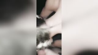 Taking bwc while daddy face fucks me condom kept coming off!