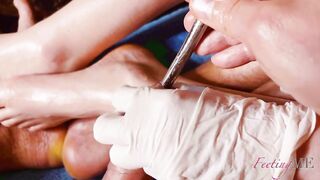 FeetingMe 14 - Part II - I play with his peehole inserting my finger and foot, sounding his deepthroat.