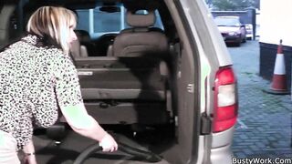 Huge hooters working woman is boned inside the vehicle