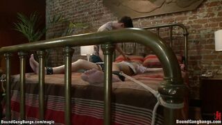 Boss with friends gang bang sitter