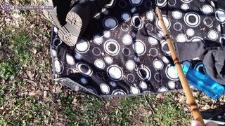 point of view Domination into Outdoor! sluts with her master inside the forest!