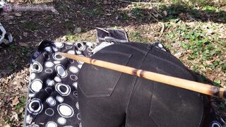 point of view Domination into Outdoor! sluts with her master inside the forest!