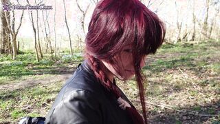 point of view Domination into Outdoor! sluts with her master inside the forest!