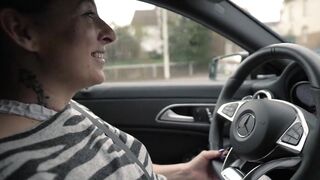 German Big Butt Milf driving outdoor showing off her amazingly Hottie