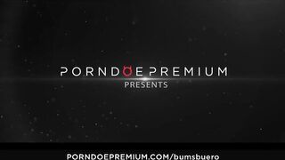 BUMS BUERO – Silicone hooters get cum sprayed in wild