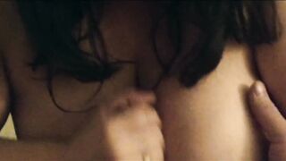 Milking a penis till the cum is on my melons!