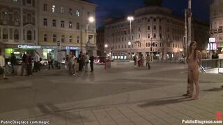 Busty bound Czech fucked in public