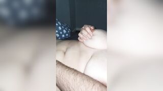 Step son hand slip under step cougar underwear touching her cunt and masturbating until she jizzes