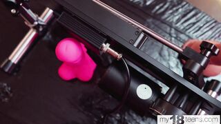 MY18TEENS - 3 girls try sex with a banged machine