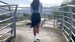 Hispanic lusty Undressing into outside