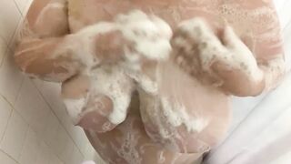 BBW LONG TITTED GETS SOAPY INTO THE SHOWER