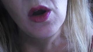 My stepmom's red Cutie smoking lips