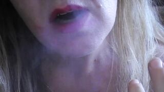 My stepmom's red Cutie smoking lips