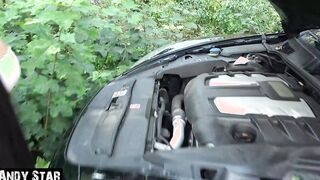 GERMAN HISPANIC GETS PLOWED INSIDE PORSCHE CAYENNE