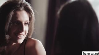 Goth stepmom throat and ride TS stepteen